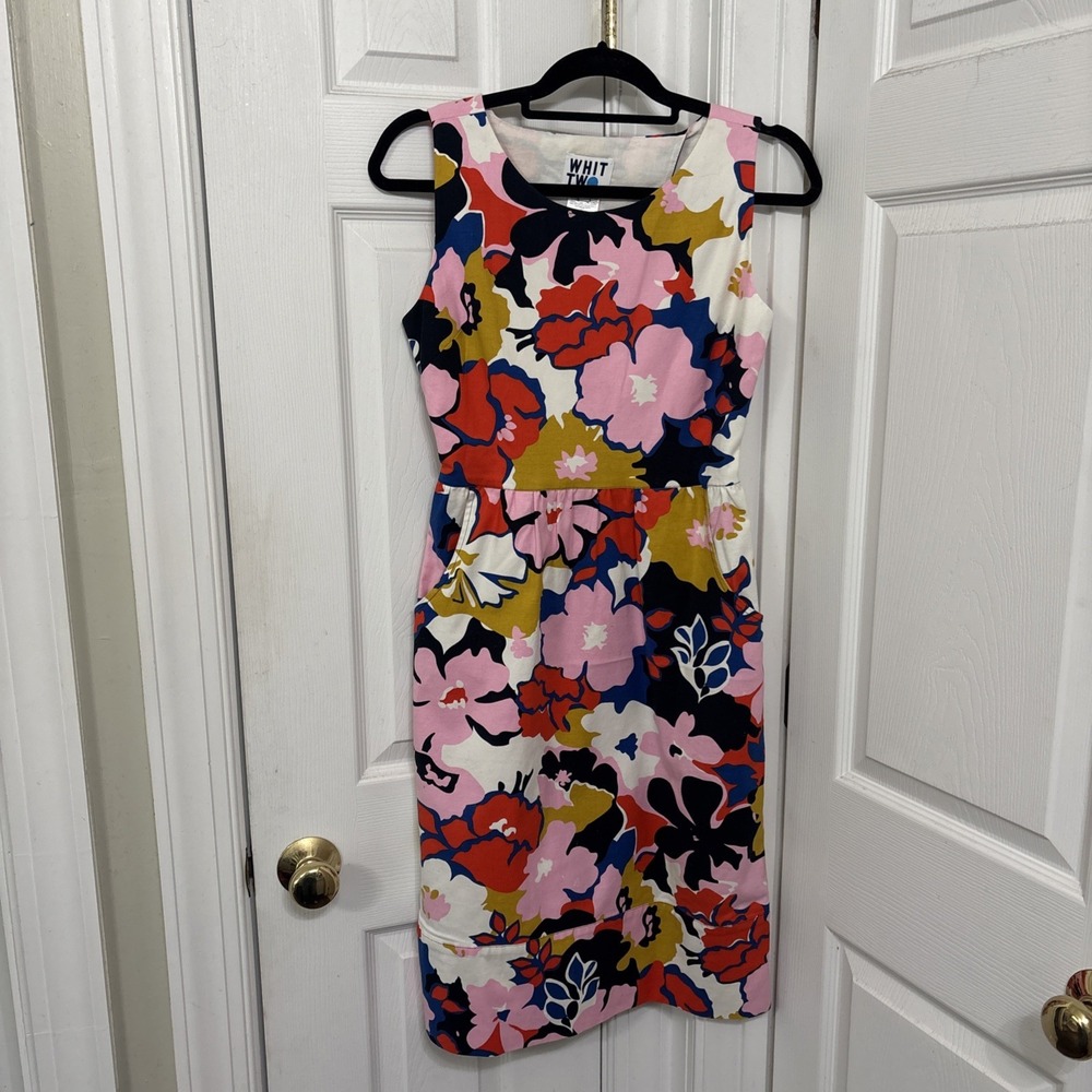 Anthropologie Whit Two Petal Cross Back Floral Dress 4 Multi Tiki Artsy Pockets